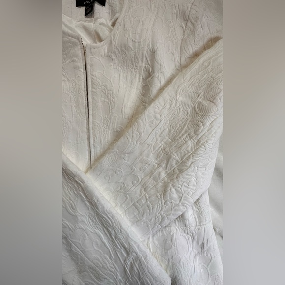 Louben white Jacquard Jacket Zip Up size 6 - Picture 7 of 8